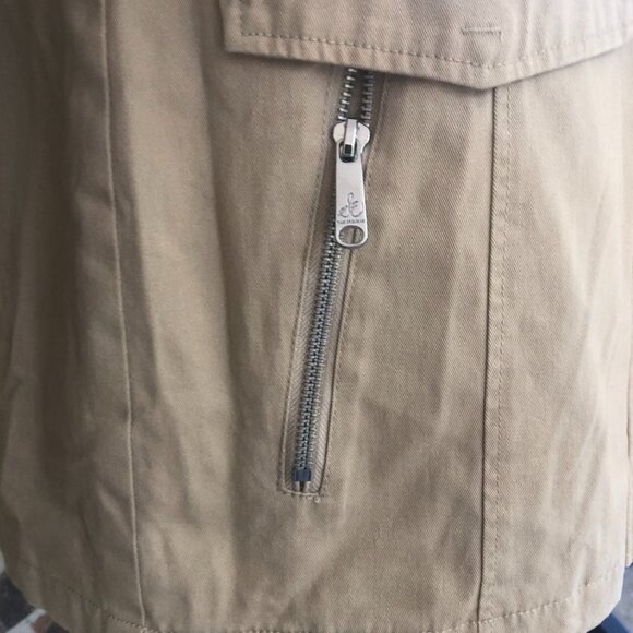 Sam Edelman Utility Jacket XS Beige Khaki Zip Front Pockets Military Style NWT - Picture 6 of 13